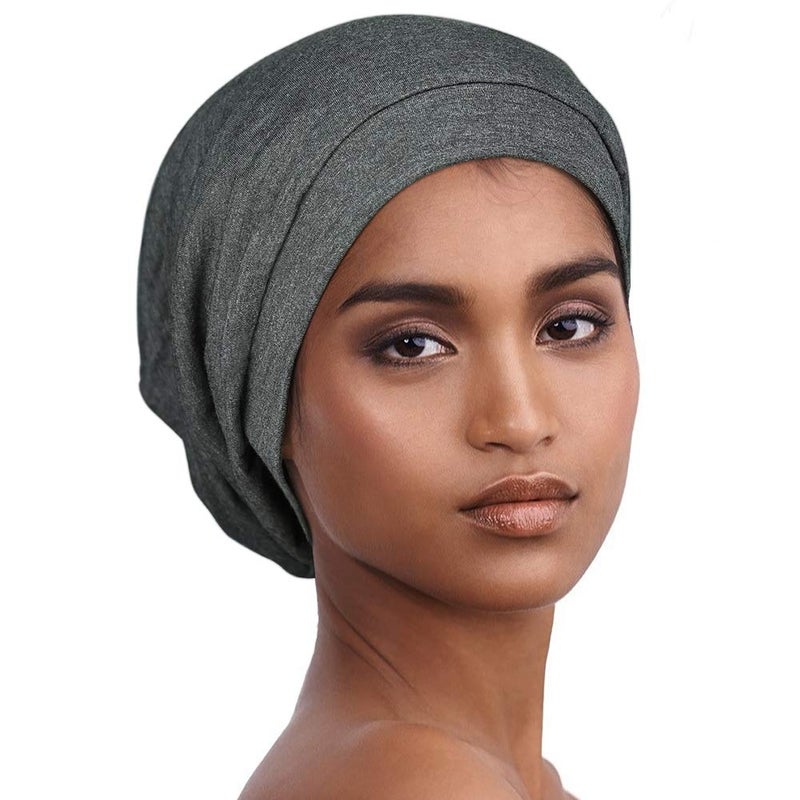 Alnorm Soft Stretchy Sleep Cap Unisex Skull Cap Chemo Hat for Cancer Patients Dark Grey - Image 4